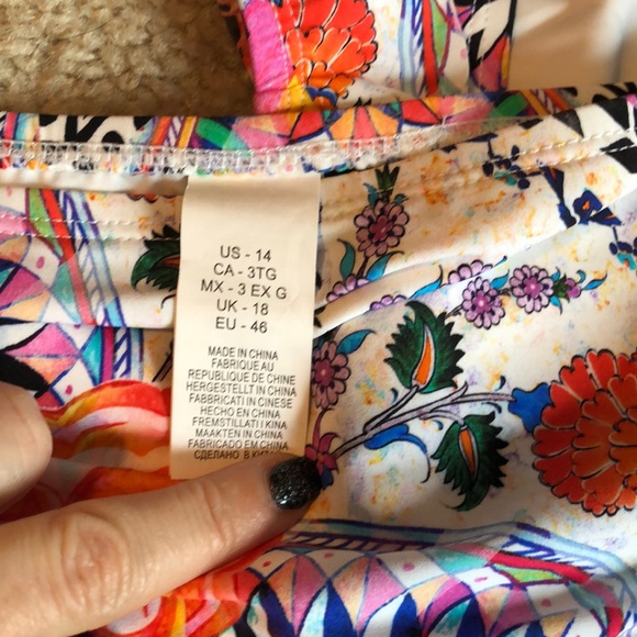 La Blanca Majorca Bikini Bottom orange white swim suit bathing  12 14 - Picture 5 of 7